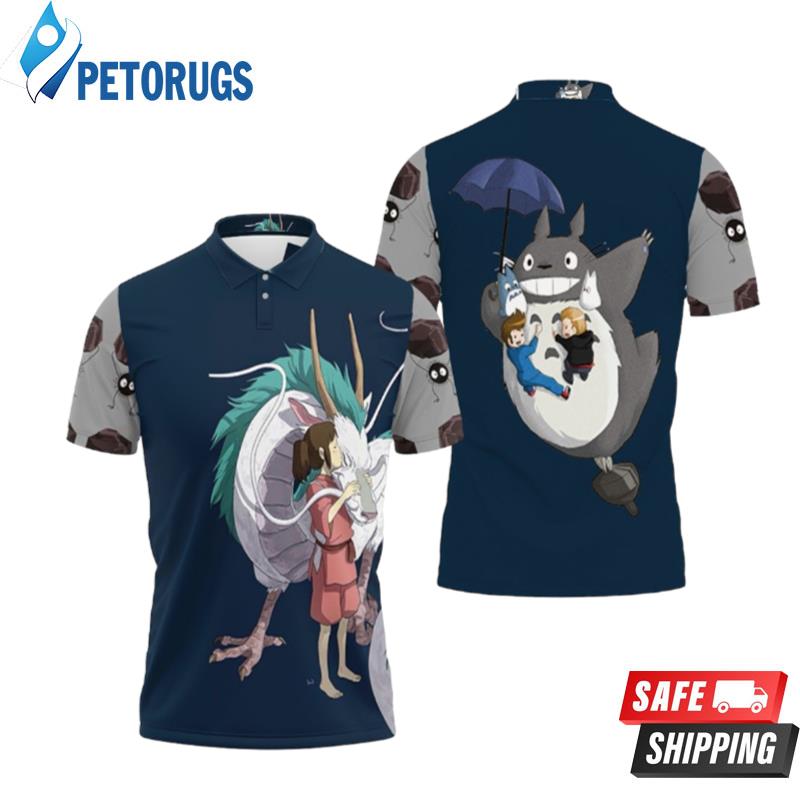 Chihiro Kiss Haku Cute Scene For Spirited Away Studio Ghibli Fan Polo Shirts