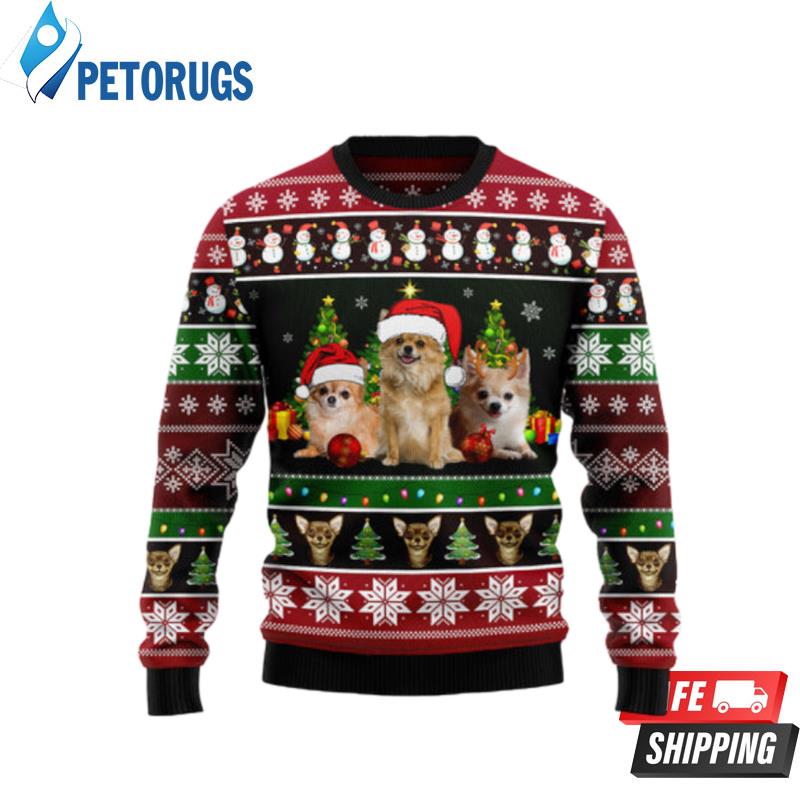 Chihuahua Group Beauty Ugly Christmas Sweaters