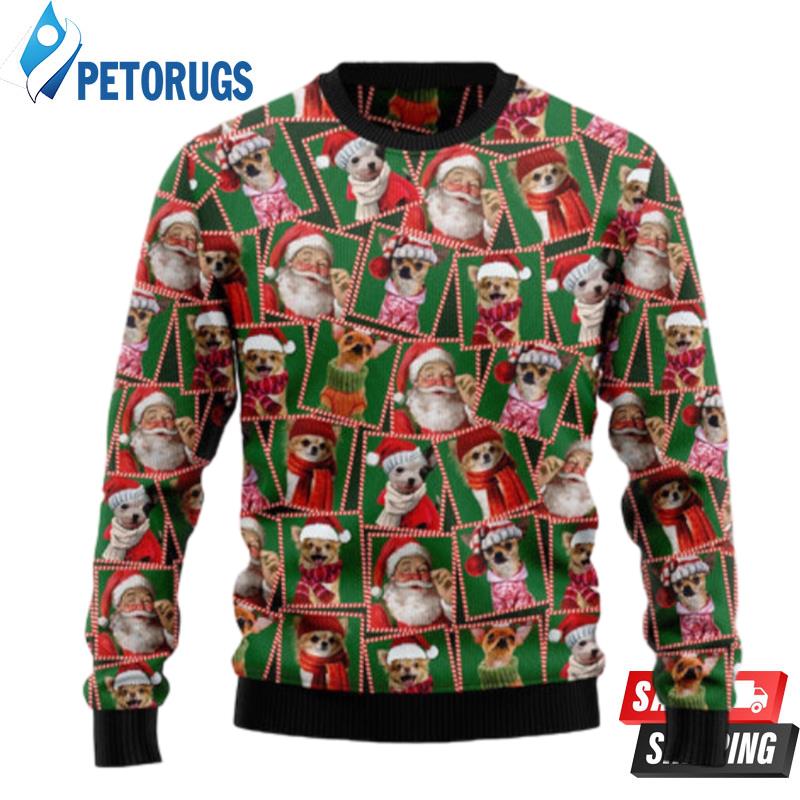 Chihuahua Santa Claus Ugly Christmas Sweaters