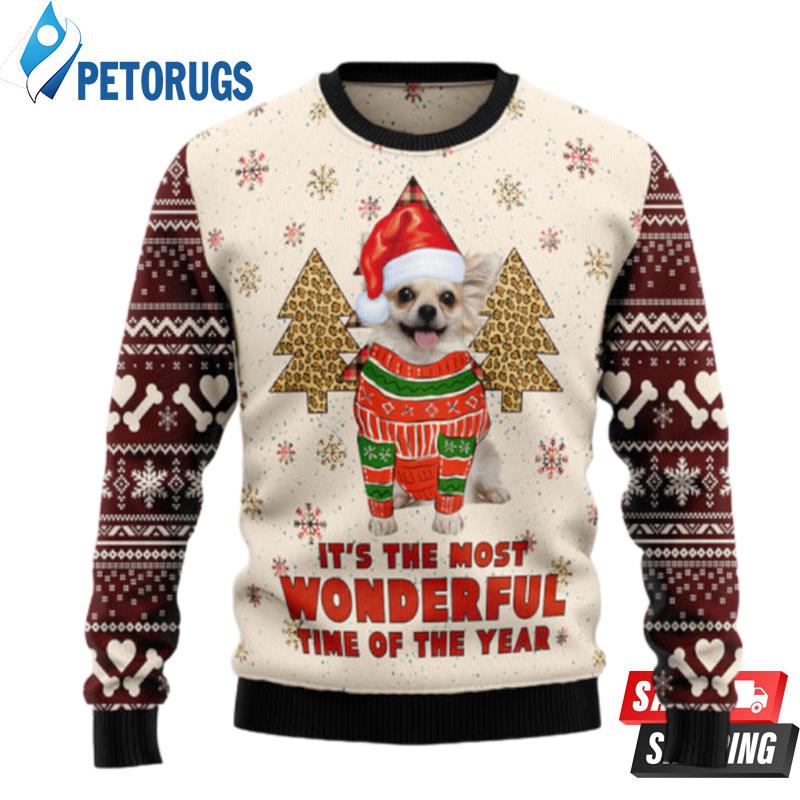 Chihuahua The Most Beautiful Time Ugly Christmas Sweaters