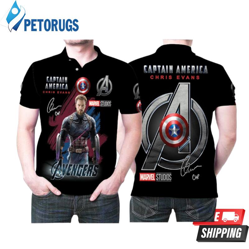 Chirs Evans Captain America Mcu Avengers Signed Designed For Captain America Fan Polo Shirts