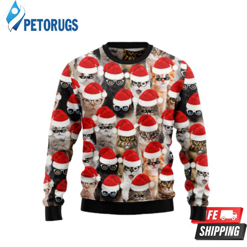 Christmas Cat Glasses Ugly Christmas Sweaters