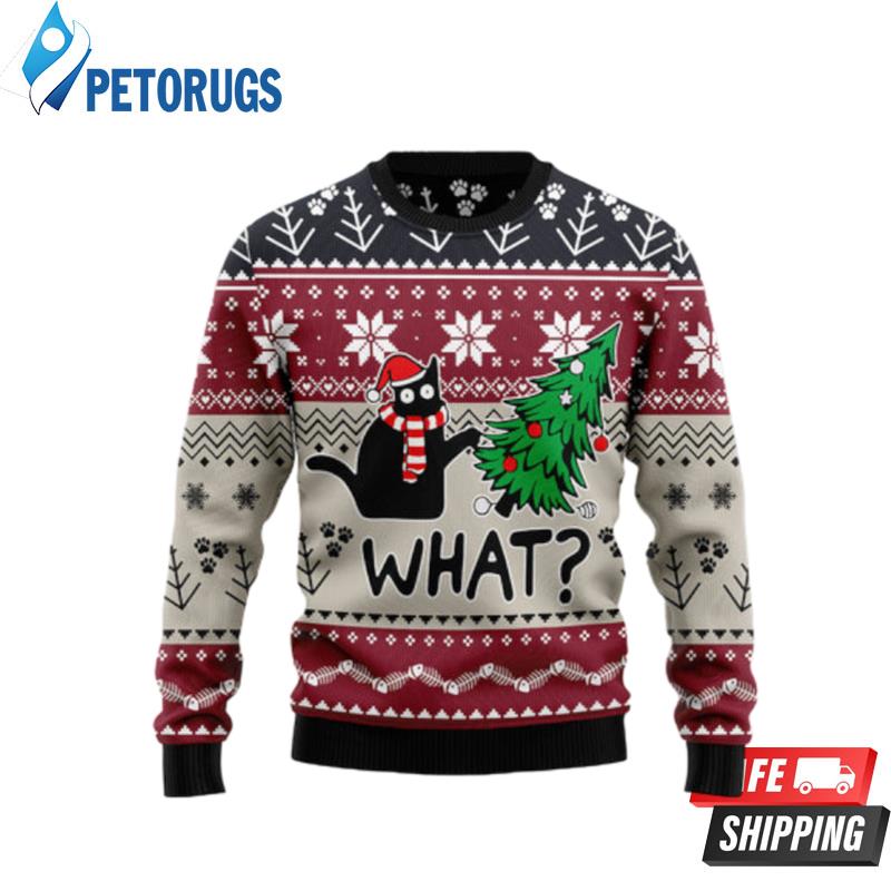 Christmas Cat What Ugly Christmas Sweaters