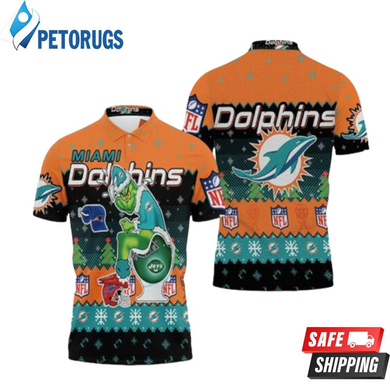 Christmas Dolphins Grinch In Toilet Christmas Knitting Pattern Sweat Polo Shirts