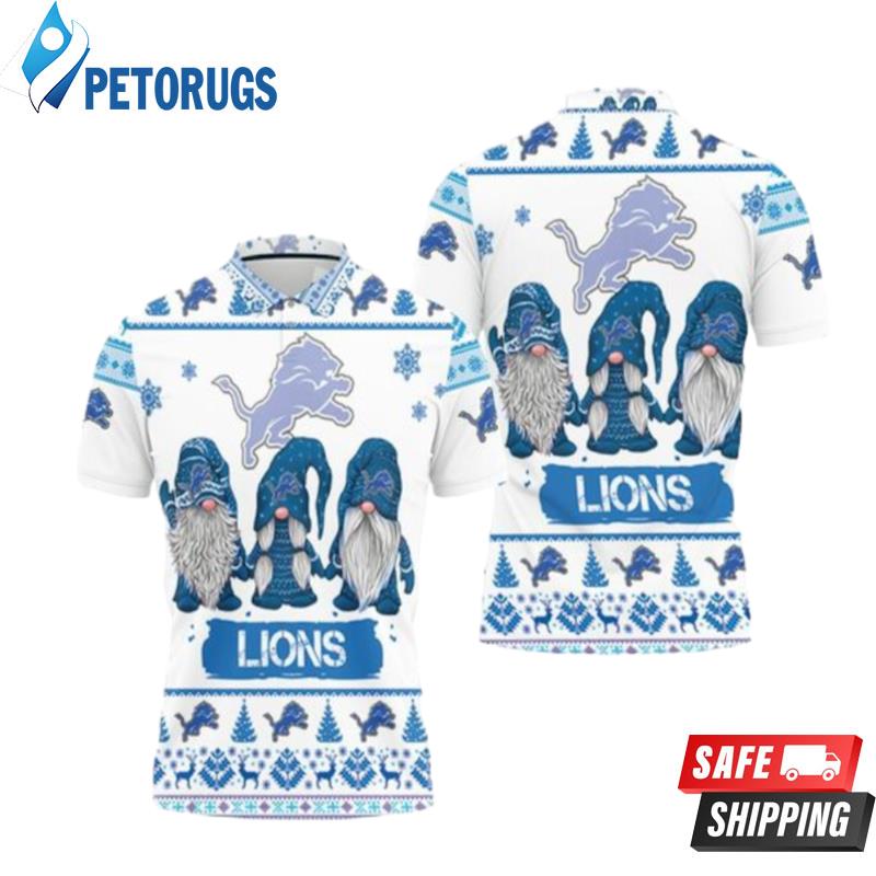 Christmas Gnomes Detroit Lions Ugly Sweat Christmas Polo Shirts