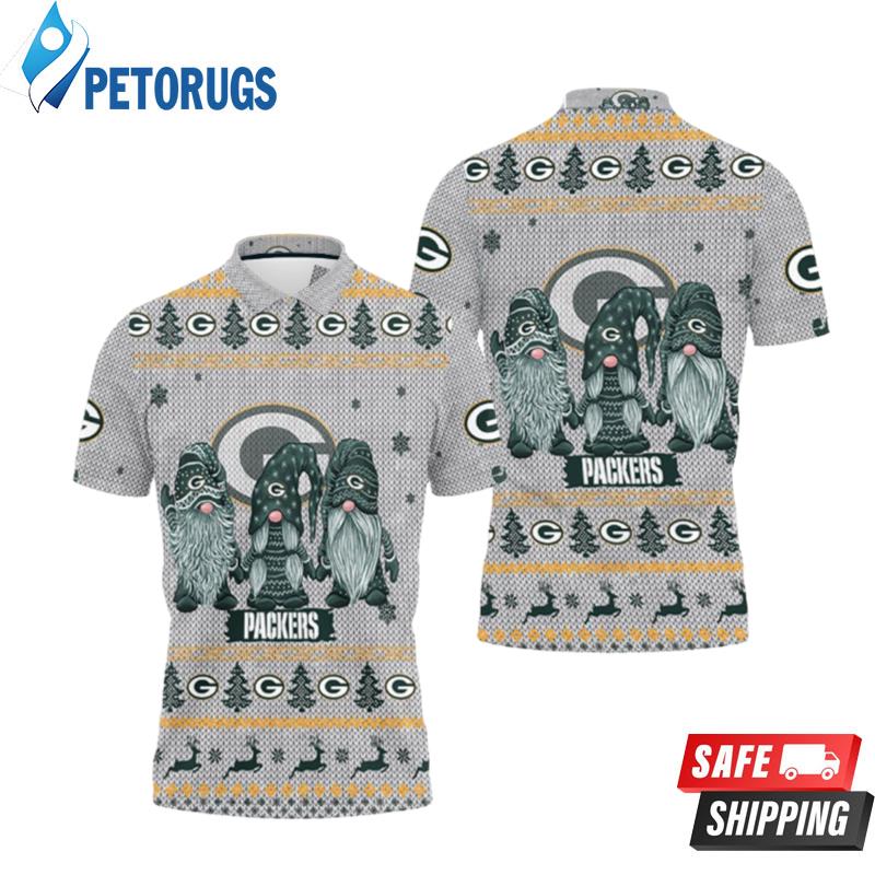 Christmas Gnomes Green Bay Packers Ugly Christmas Polo Shirts