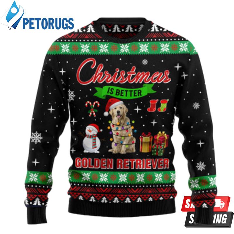 Christmas Is Better With Golden Retriever Ugly Christmas Sweaters