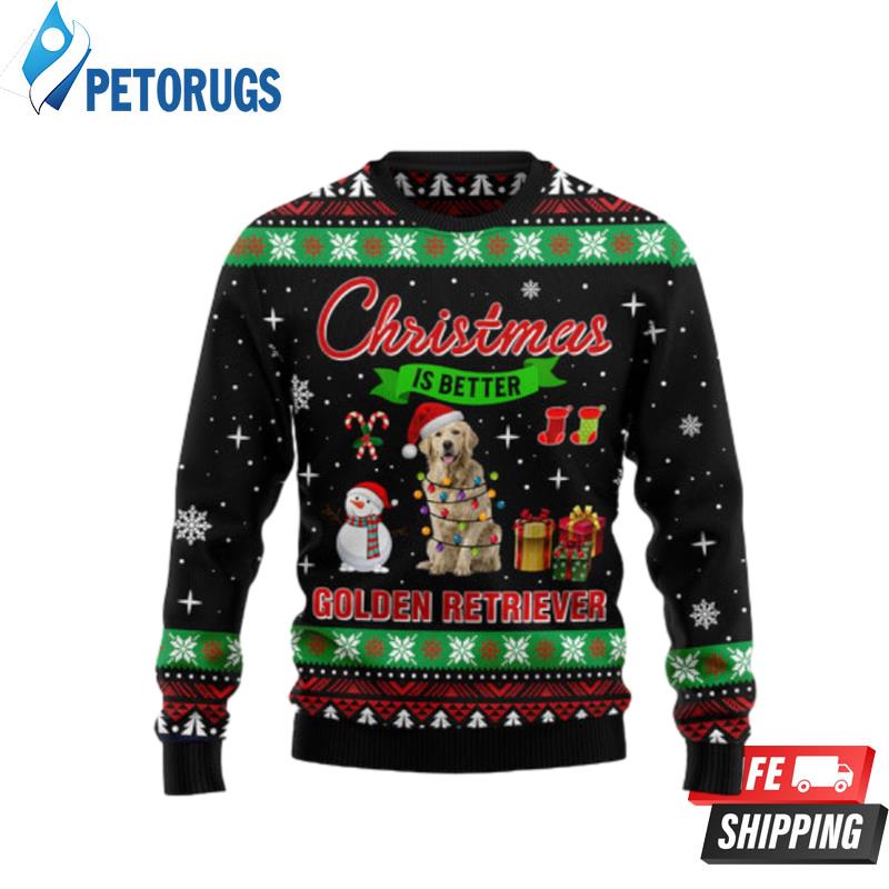 Christmas Is Better With Golden Retriever Ugly Christmas Sweaters