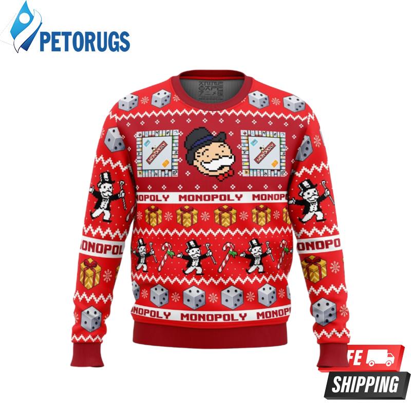 Christmas Monopoly Board Games Ugly Christmas Sweaters - Peto Rugs