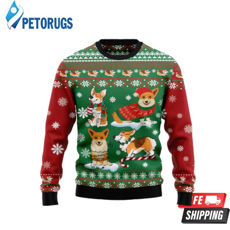 Corgi Snow Day Ugly Christmas Sweaters