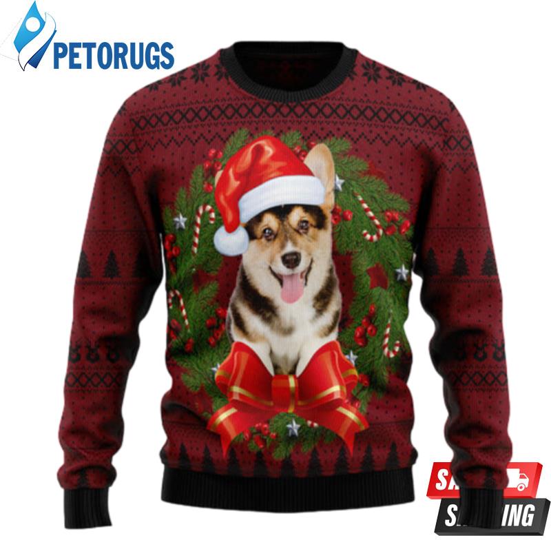 Corgi Wreath Ugly Christmas Sweaters