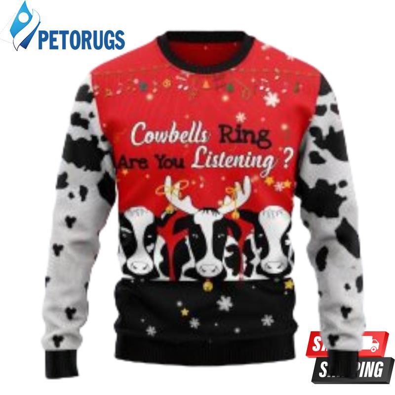 Cow Bell Rings Ugly Christmas Sweater Ugly Christmas Sweaters