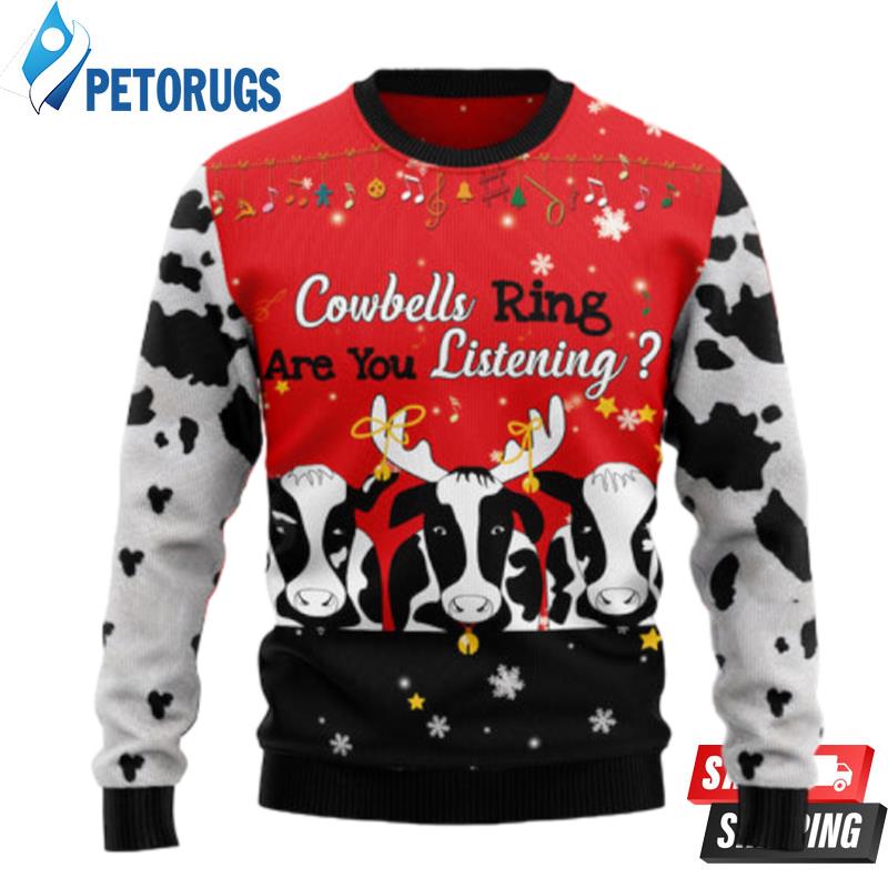 Cow Bell Rings Ugly Christmas Sweaters