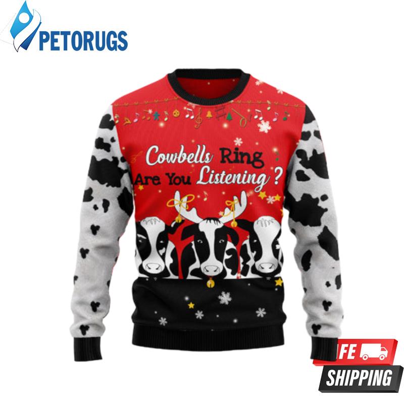 Cow Bell Rings Ugly Christmas Sweaters