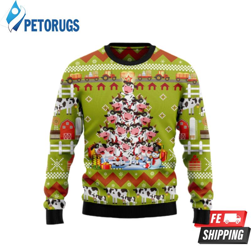 Cow Pine Tree Christmas Ugly Christmas Sweaters