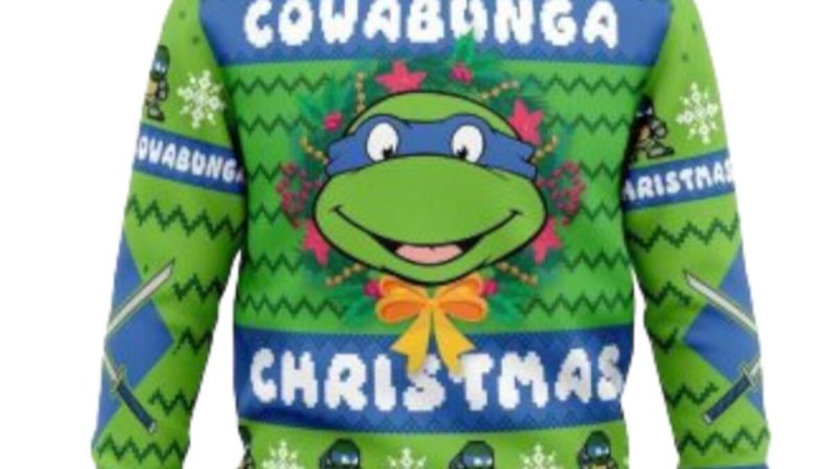 Cowabunga Christmas Teenage Mutant Ninja Turtles Knitted Christmas Ugly  Christmas Sweaters - Peto Rugs
