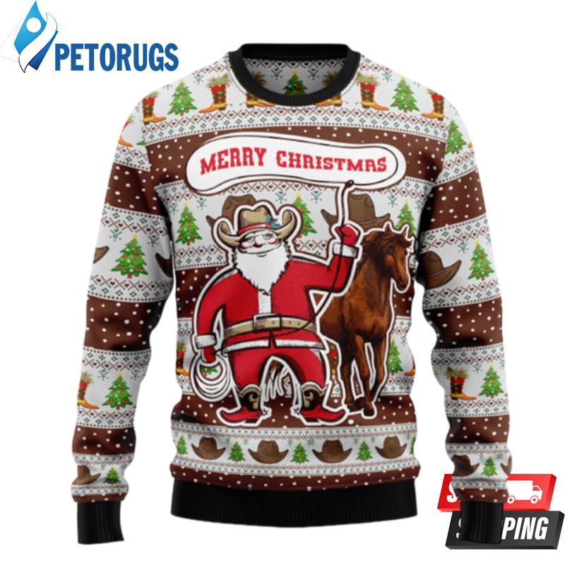Cowboy Santa Claus TY239 Ugly Christmas Sweater Ugly Christmas Sweaters