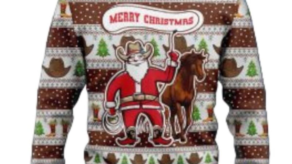 : Western Cowboy Santa Claus Ugly Christmas Sweater Pattern Pullover  Hoodie : Clothing, Shoes & Jewelry