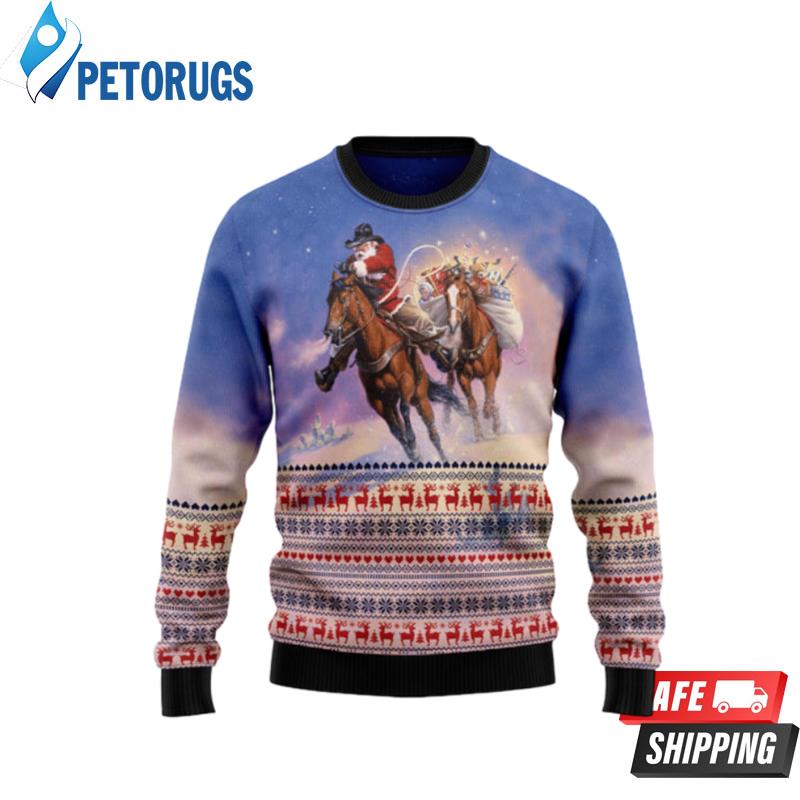 Cowboy Santa Claus Ugly Christmas Sweaters