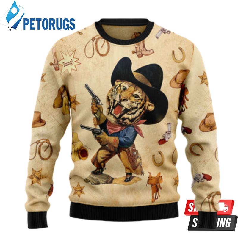 Cowboy Tiger Ugly Christmas Sweaters