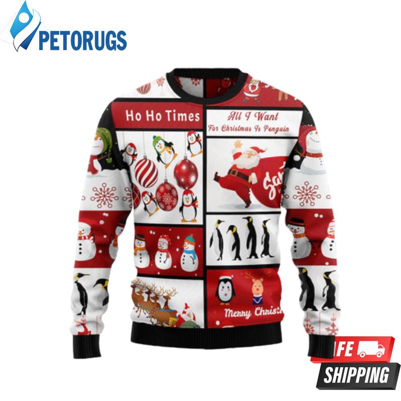 Cute Penguin Santa Claus Ugly Christmas Sweaters