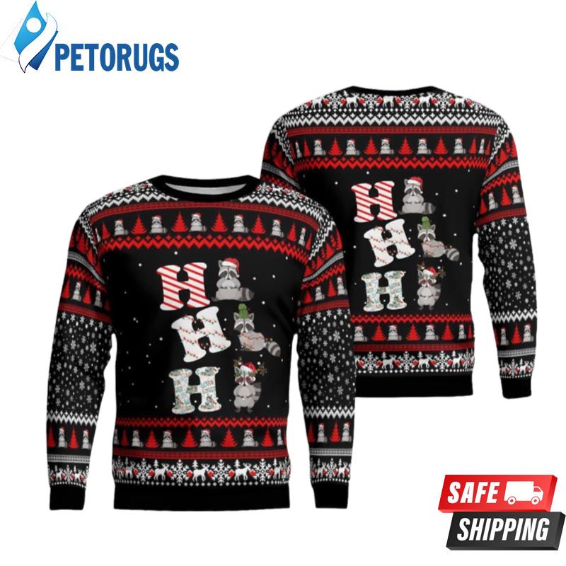 Cute Raccoon Santa Ho Ho Ho Christmas Ugly Christmas Sweaters