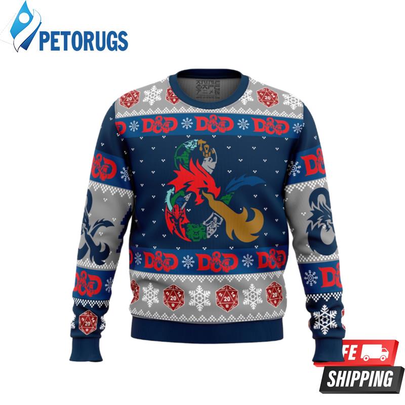 D-20 Dungeons Dragons Ugly Christmas Sweaters