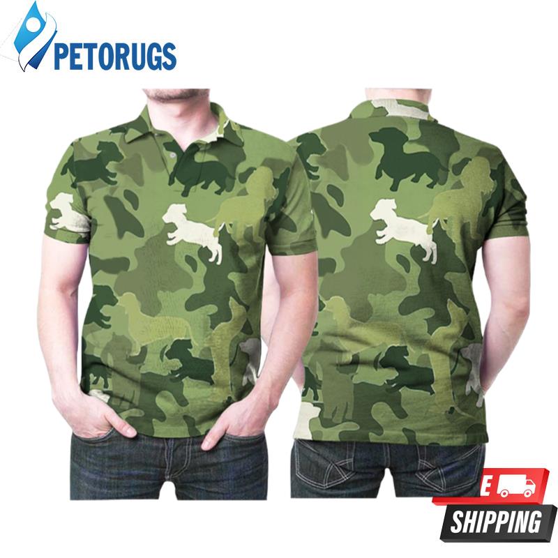 Dachshund Dog Pattern Camouflage Color Style Designed For Dachshund Dog Lovers Polo Shirts