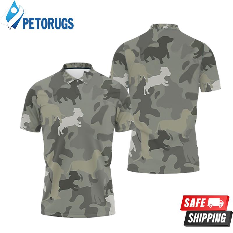 Dachshund Pattern Camouflage Style For Dog Lover Sweater Printed Polo Shirts