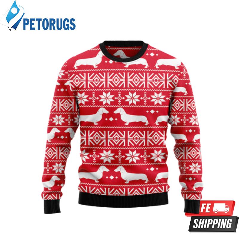 Dachshund Red Christmas Pattern Ugly Christmas Sweaters