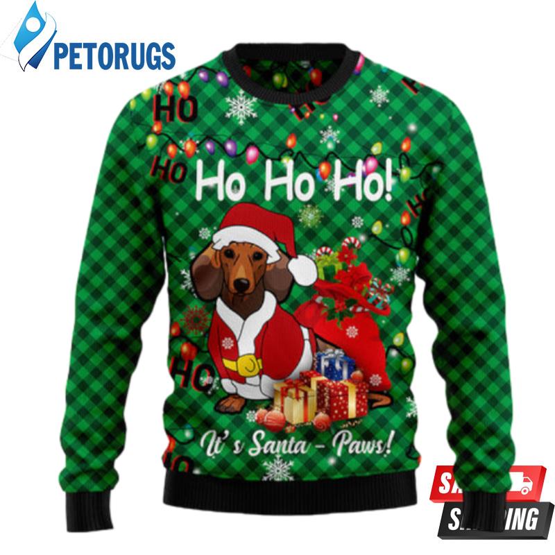 Dachshund Santa Paw Ugly Christmas Sweaters