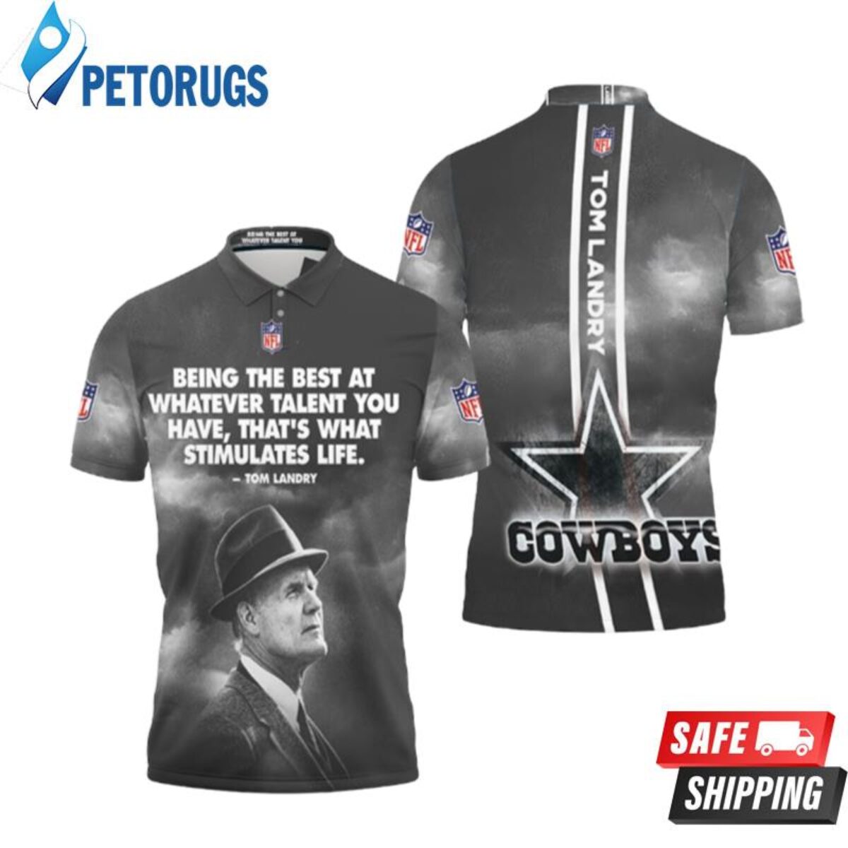 Dallas Cowboys Tom Landry Quote Polo Shirts - Peto Rugs