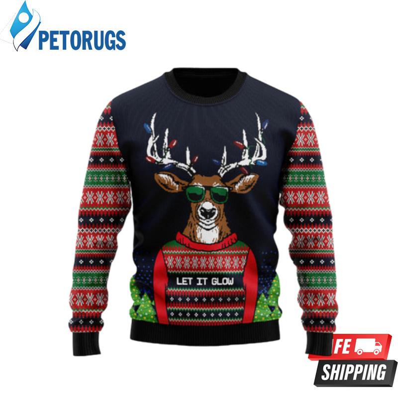 Deer Let It Glow Ugly Christmas Sweaters - Peto Rugs