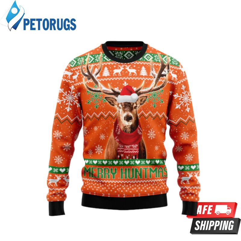 Deer Merry Huntmas Ugly Christmas Sweaters - Peto Rugs