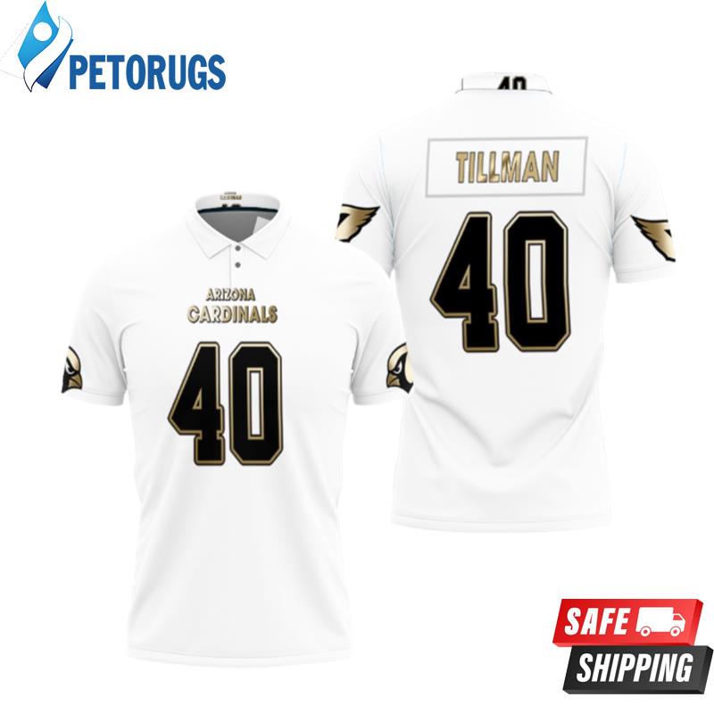 Design Arizona Cardinals Pat Tillman #40 Great Player White 100th Season Golden Edition Polo Shirts