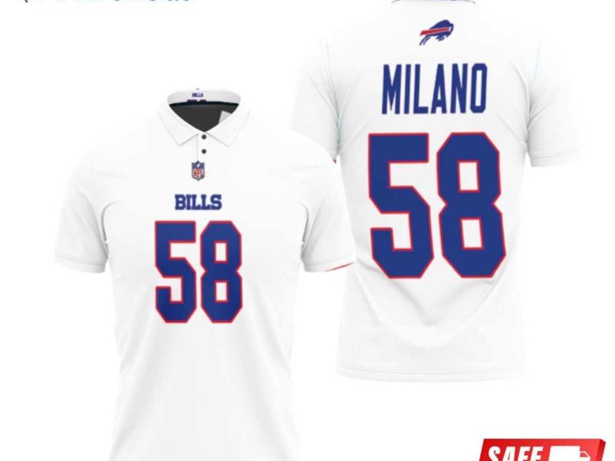 Design Buffalo Bills Matt Milano #58 Nfl Great Player American Football  Team Game White Bills Fans Polo Shirts