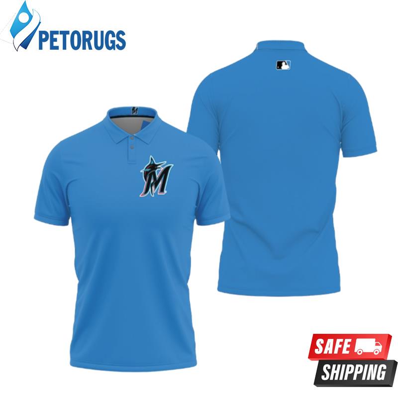 Design Miami Marlins Alternate 2019 Team Blue Thunder 2019 Inspired Style Polo Shirts