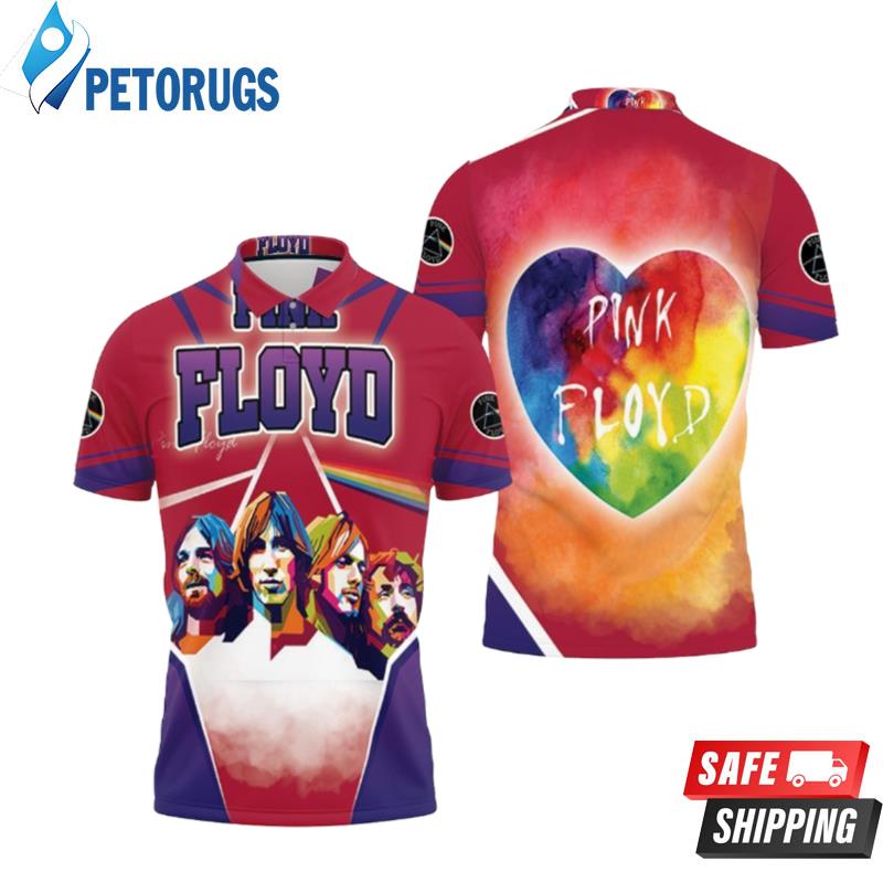 Design Pink Floyd Rainbow Heart Popart Red Polo Shirts