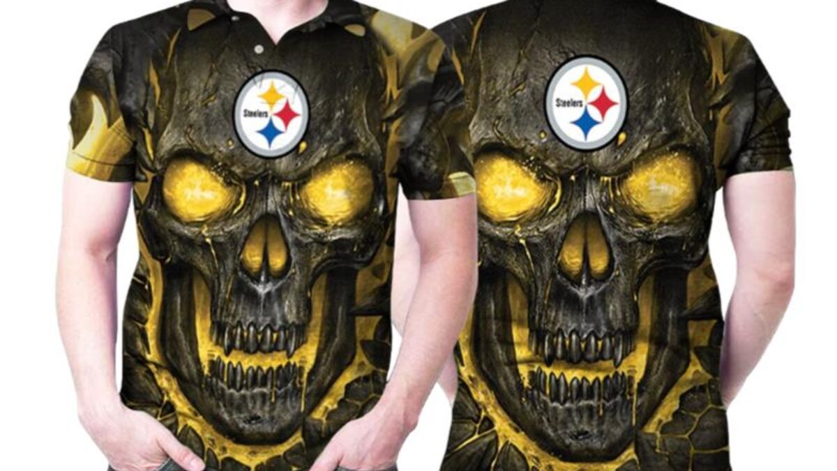 NFL Steelers Hoodie 3D Punisher Skull Black Gold Pittsburgh