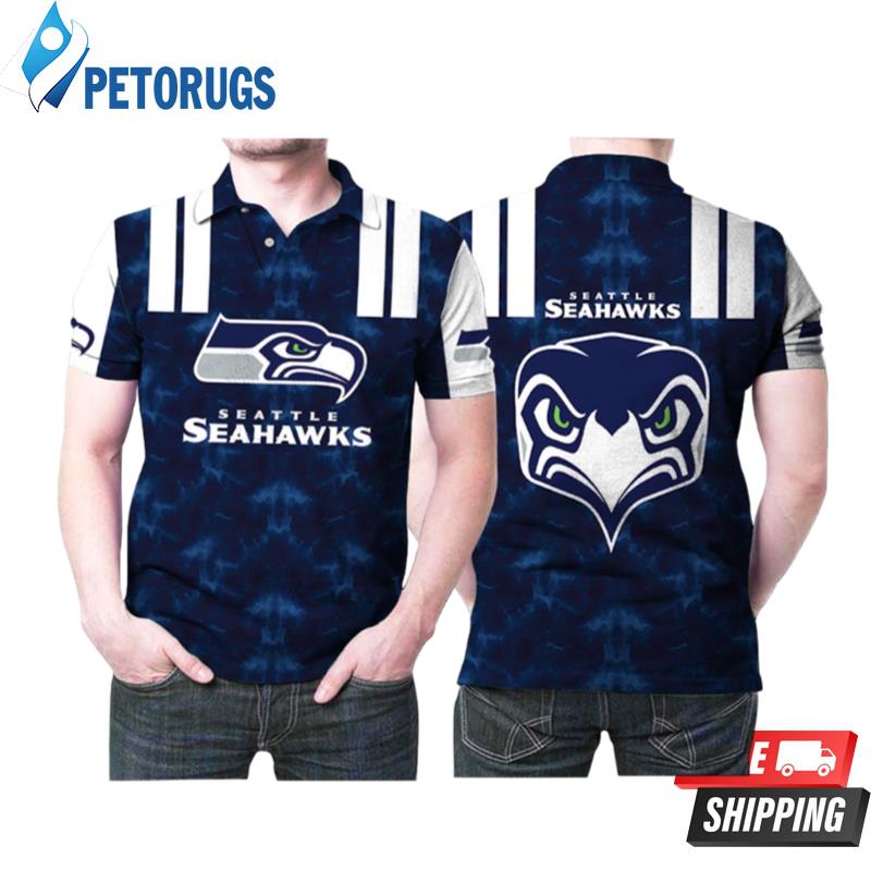 Design Seattle Seahawks Blue Pattern Logo Polo Shirts