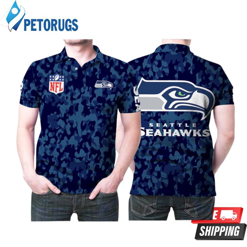 Design Seattle Seahawks Nfl Blue Camo Pattern Polo Shirts