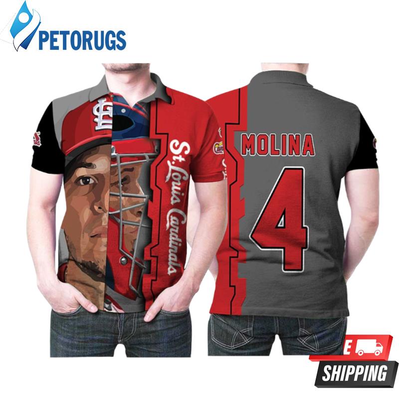 Design St Louis Cardinals Yadier Molina 3 Legend Split Face Mlb Baseball Team Polo Shirts