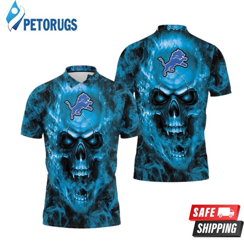 Detroit Lions Nfl Fans Skull Polo Shirts