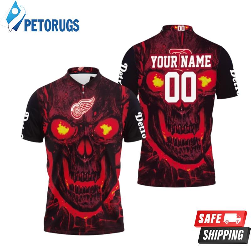 Detroit Red Wings Nhl Fan Skull Demon Personalized Polo Shirts