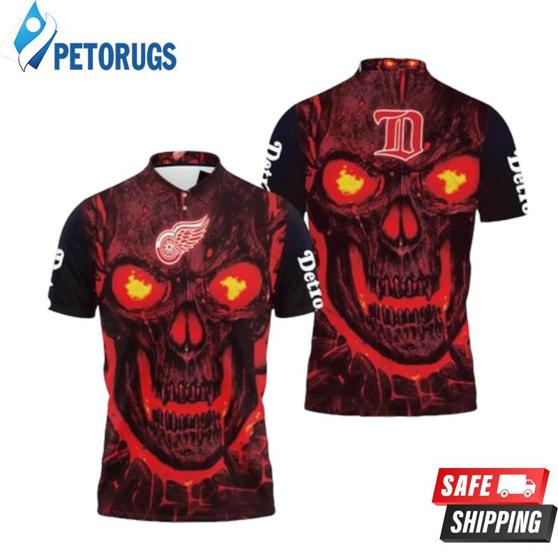 Detroit Red Wings Nhl Fan Skull Demon Polo Shirts