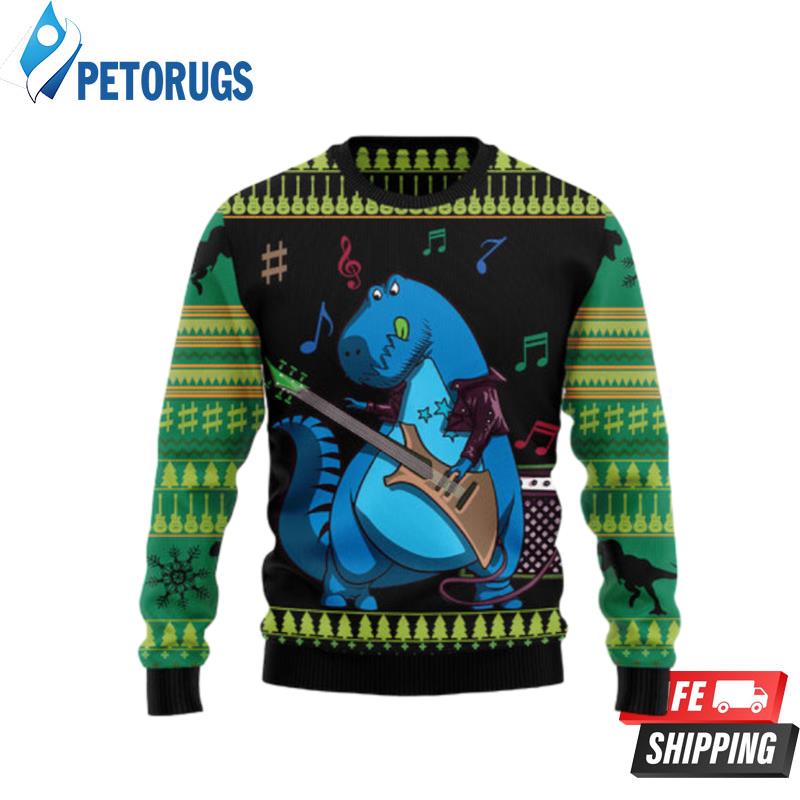 Dinosaur Guitar Ugly Christmas Sweaters