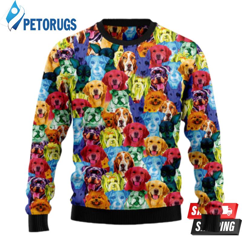 Dog Colorful Ugly Christmas Sweaters