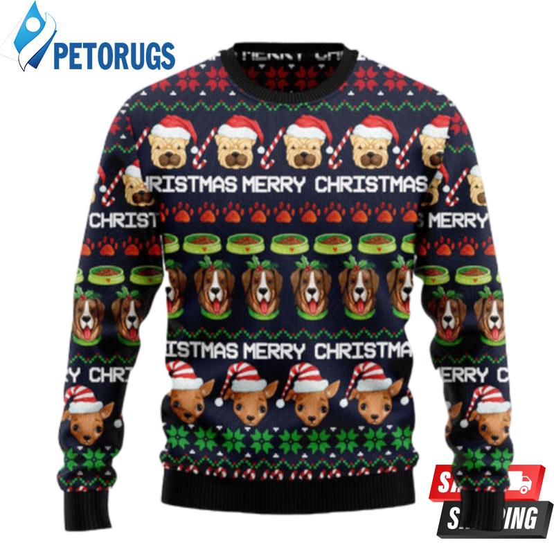 Dog Cute Face T510 Ugly Christmas Sweater Ugly Christmas Sweaters