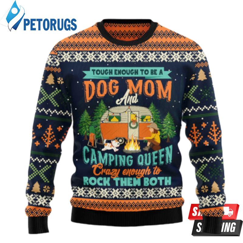 Dog Mom Camping Ugly Christmas Sweaters