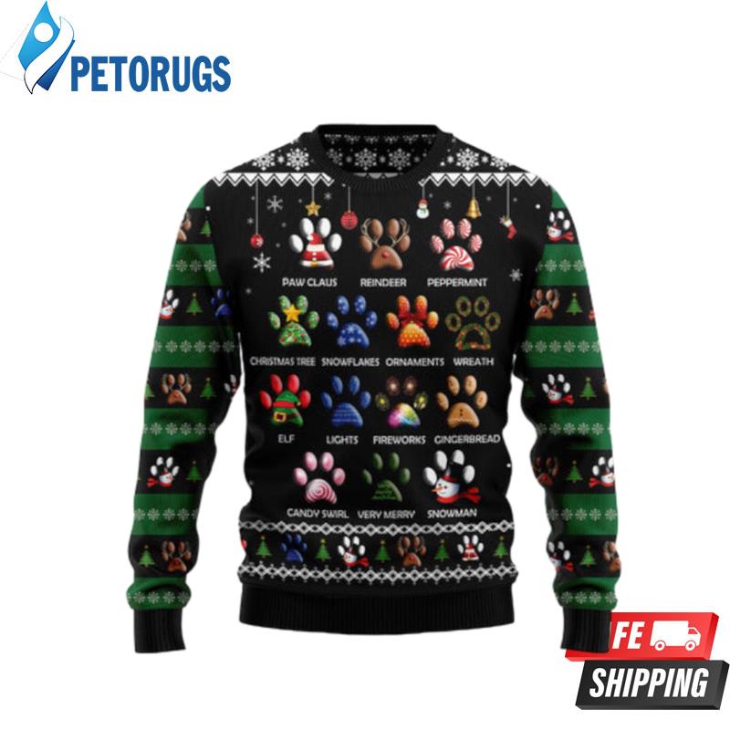 Dog Pawprint T210 Ugly Christmas Sweater Ugly Christmas Sweaters